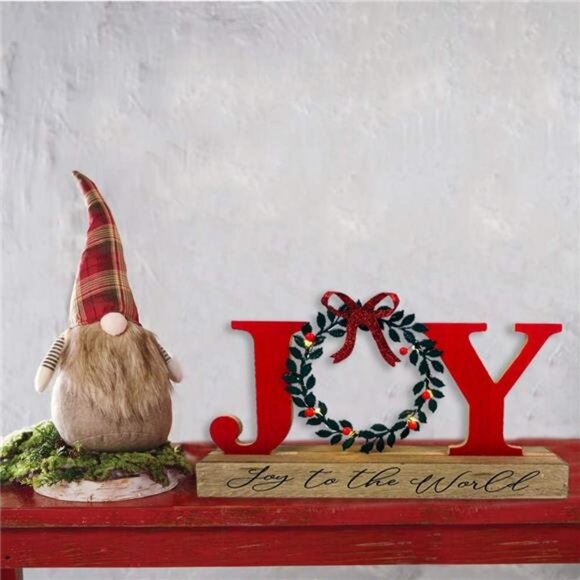 Christmas Decorations for Home LED Lighted Joy Sign with Wreath Farmhouse - Picture 2 of 8